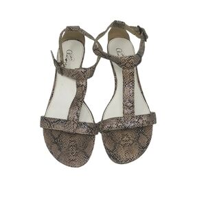 Tan/Black Faux Snakeskin Sandals Sz 9.5